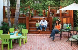 family on patio