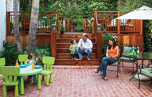 family on patio