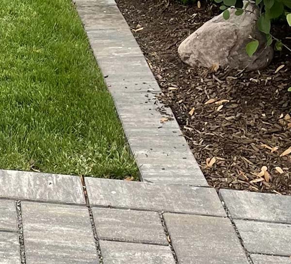 grass and brick pavers